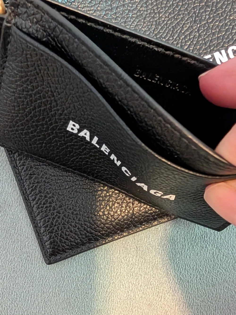 Balenciaga Black Leather Pouch/Wallet And Card Case On A Strap.